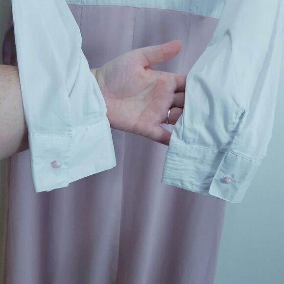 Vintage Frilly Lapel 2 Tone Shirt Dress - Picture 3 of 8